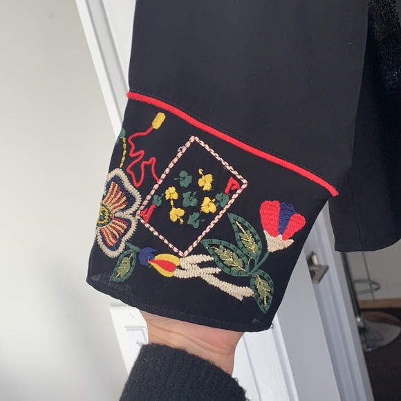 Zara Trafaluc Black Embroidered Sheer Shirt - Picture 3 of 4